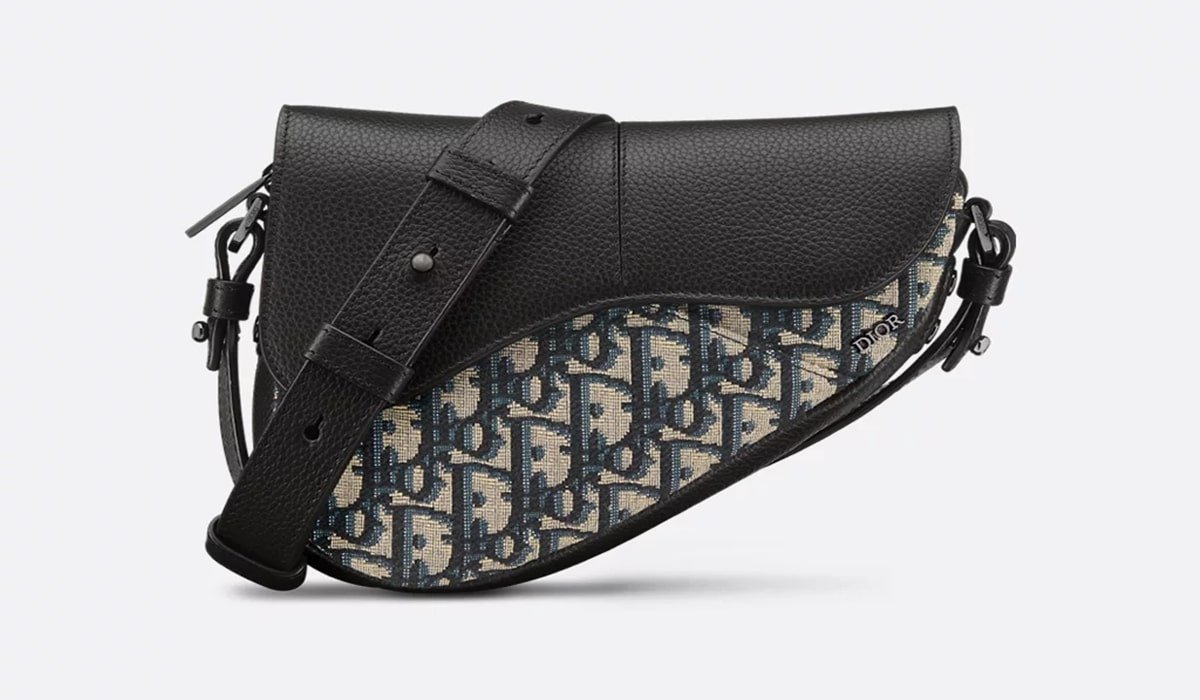 Beige and Black Dior Oblique Jacquard with Black Grained Calfskin