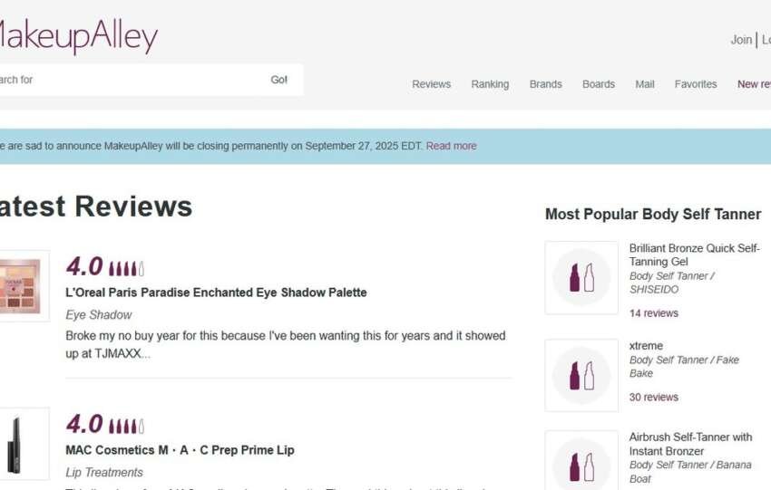 Makeup Alley Shuts Down