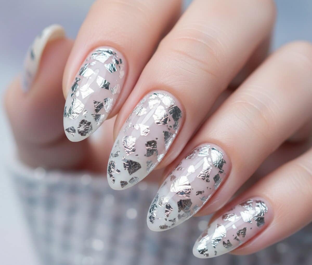 Silver Foil Splatter on Sheer